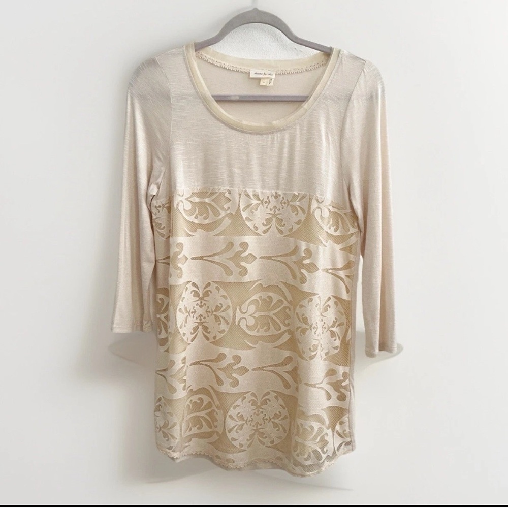NEW Anthropologie Lace tunic blouse top SMALL Cream Meadow Rue capriccio